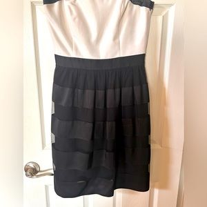 Strapless black skirt with white bodice for special occasions